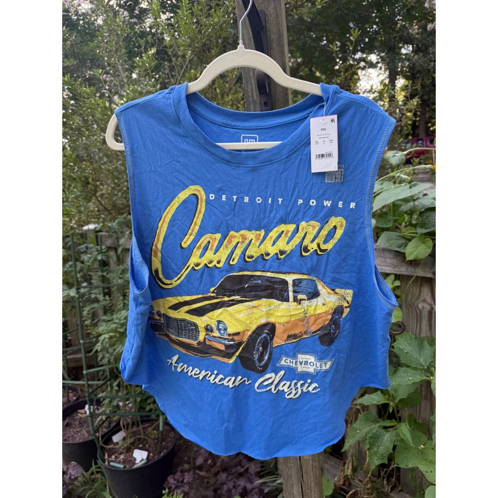 GM Chevrolet Camaro Detroit Power Graphic Muscle Tank Top Blue XXL garagecore